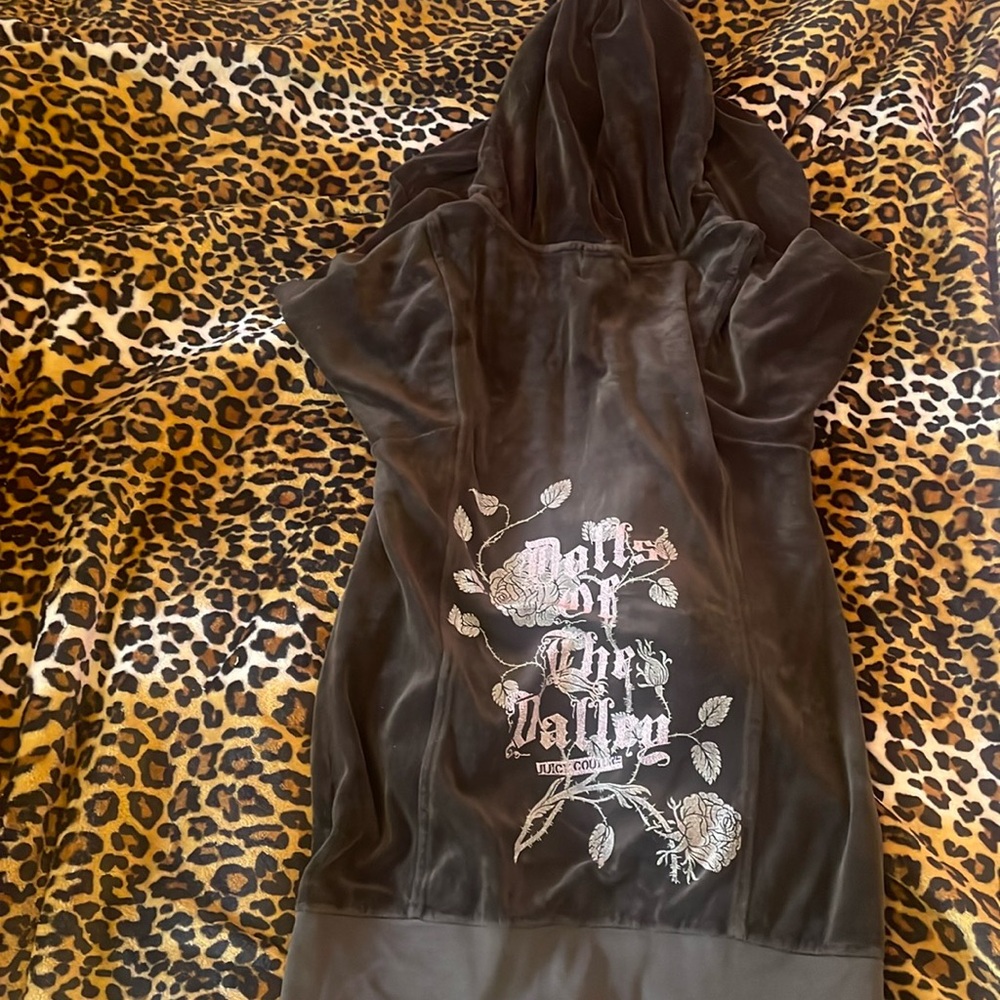 Long juicy Couture zip up dress/hoodie with roses on the back